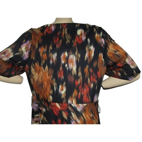 Luxe by Carmen Woman 16W Orange Black Knit Asymmetrical Hem Midi Sheath Dress - Picture 5 of 8